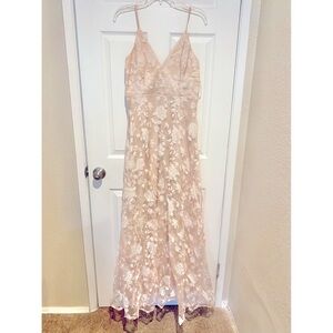 Lulu's Blush Lace Maxi Dress